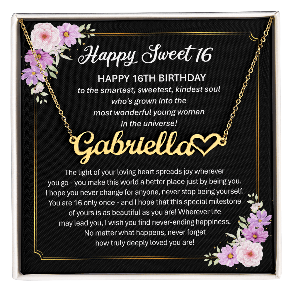 Sweet 16 Gift - Heart Name Necklace
