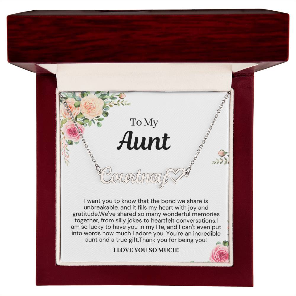 Personalized Gift for Aunt - Customizable Heart Name Necklace - I Love You So Much