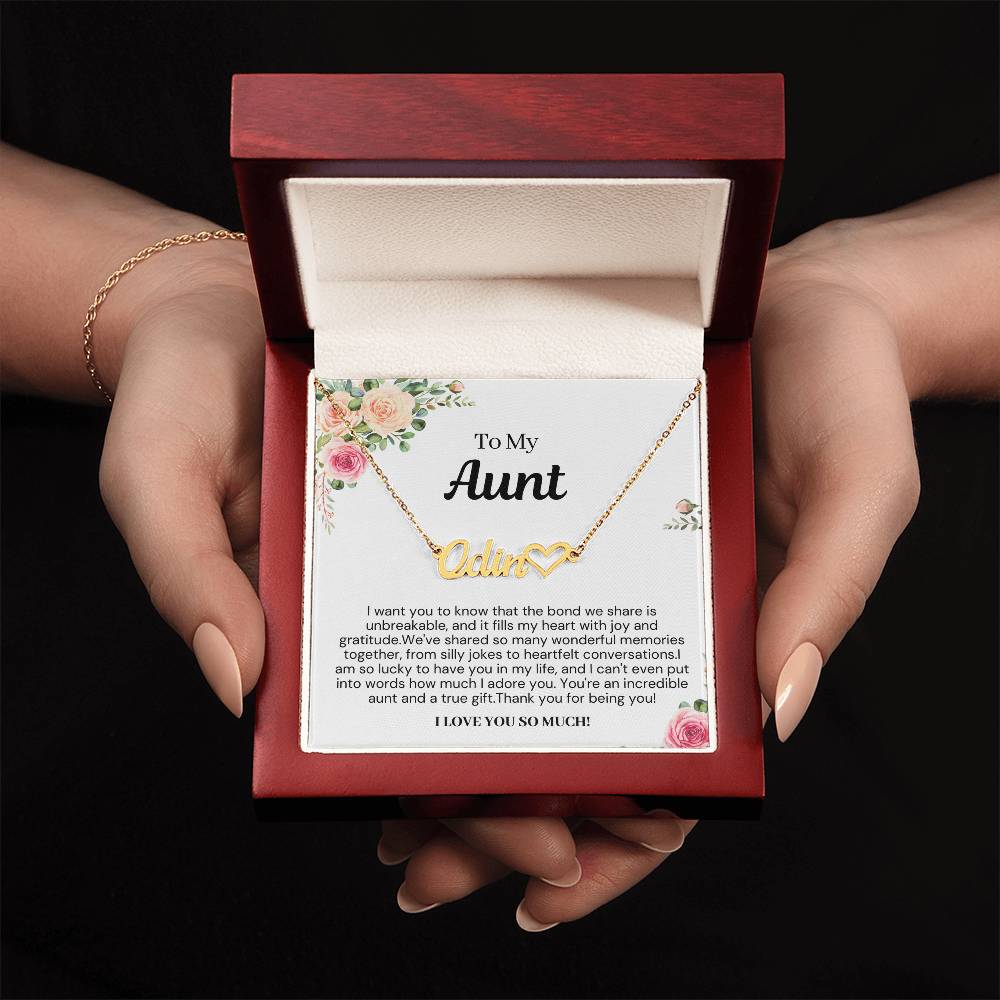 Personalized Gift for Aunt - Customizable Heart Name Necklace - I Love You So Much