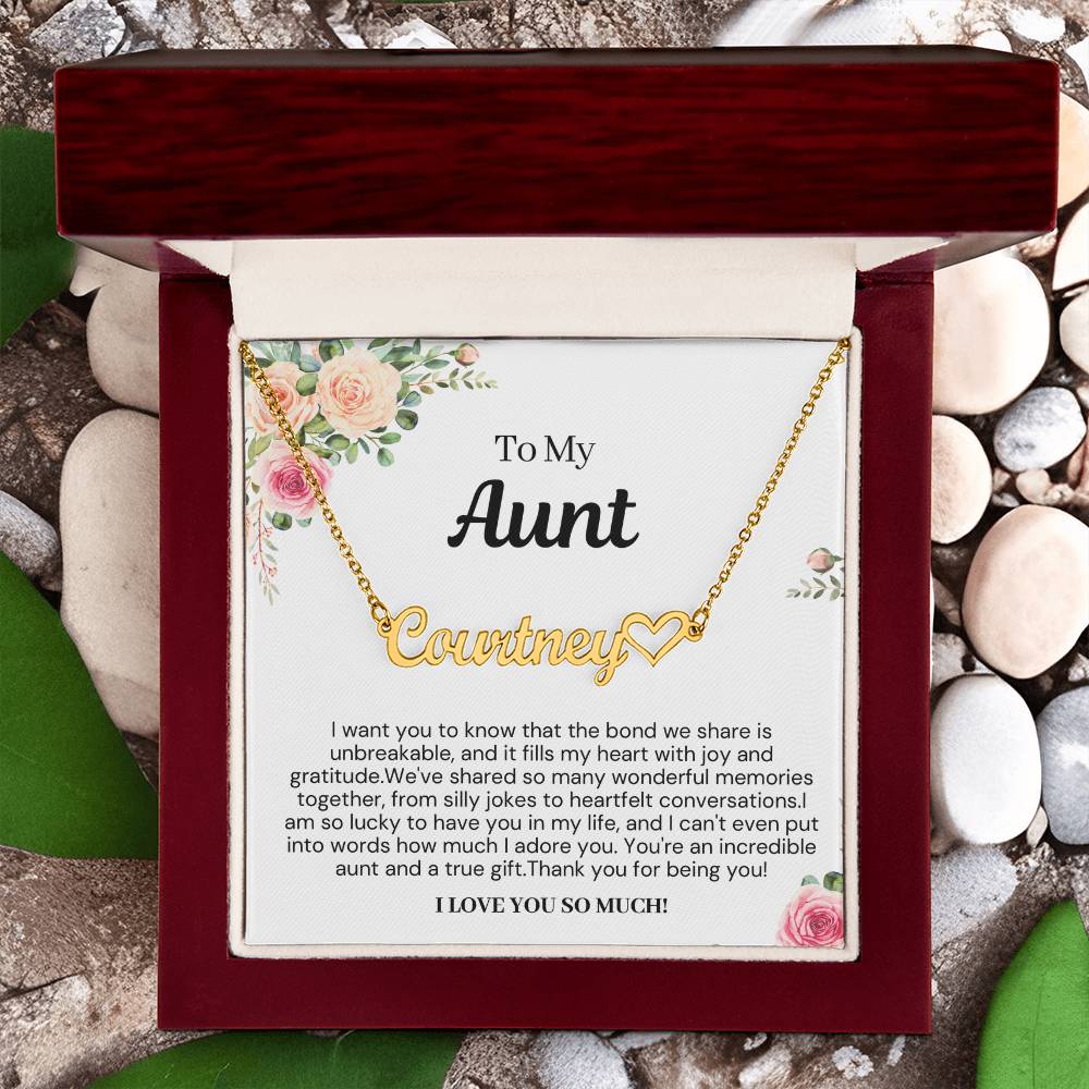 Personalized Gift for Aunt - Customizable Heart Name Necklace - I Love You So Much