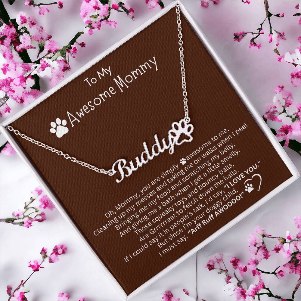 Personalized Gift for Dog Mom -  Customizable Paw Print Necklace - Gift from the Dog - Custom Gifts for Dog Owners, Dog Lovers, Fur Mama