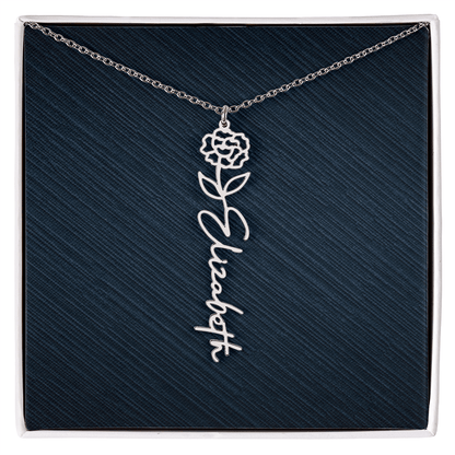 Personalized Birth Flower Name Necklace LUXURY BOX,Famprecious Gifts Birthflower necklace Custom Flower Chain Gift