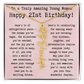 Personalized 21st Birthday Gift for Her – Customized Birth Flower Name Necklace – Unique Twenty-First Birthday Jewelry Gift from Grandma, Mom, Aunt, or Friend