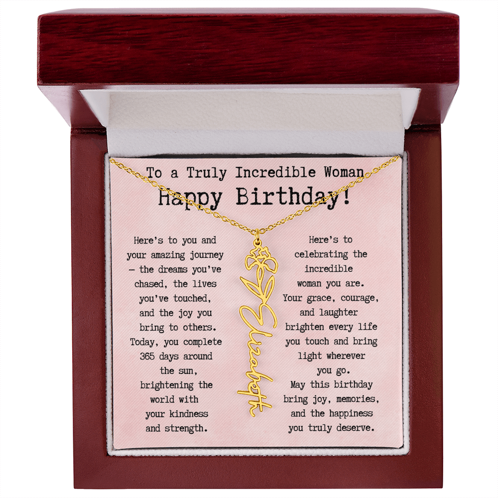 Personalized Birthday Gift for Her – Customized Birth Flower Name Necklace – Unique Jewelry Gift from Friend, Family, or Loved One