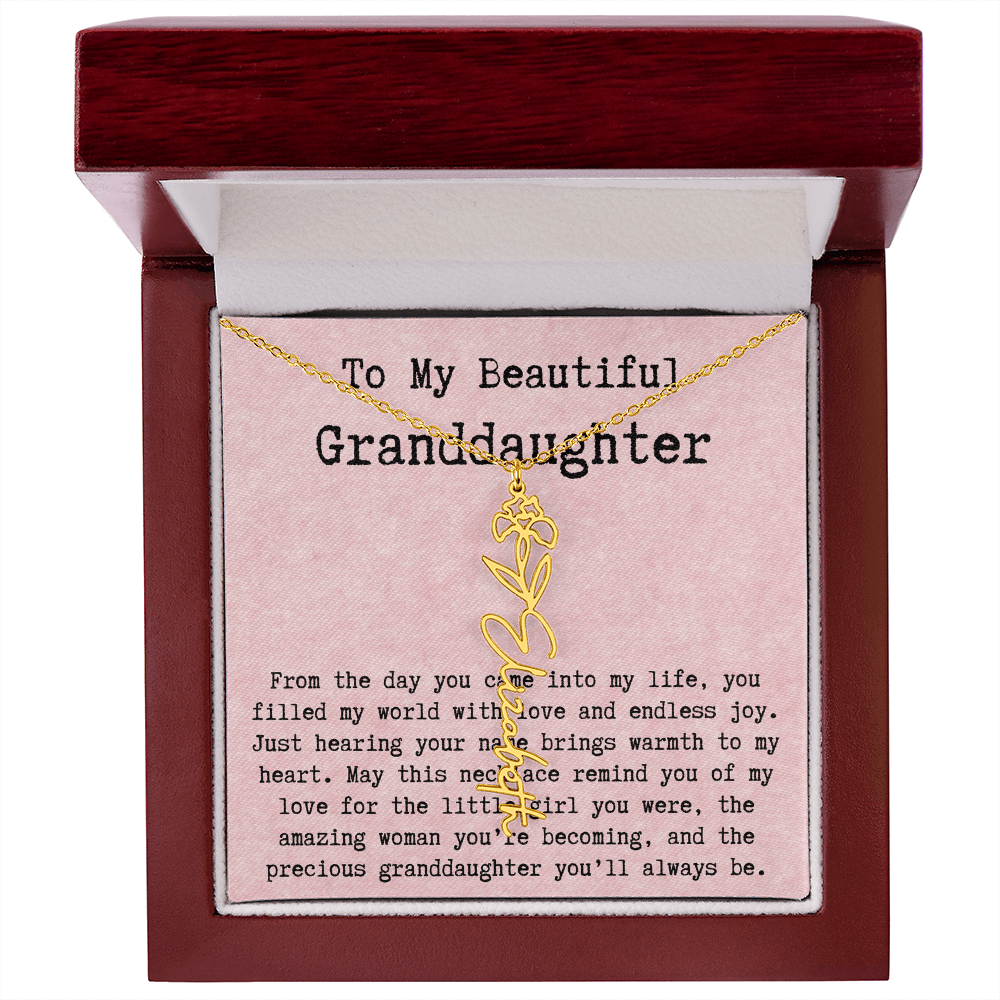 Personalized Birthday Gift for Granddaughter – Customized Birth Flower Name Necklace – Unique Jewelry Gift from Grandma for Any Birthday