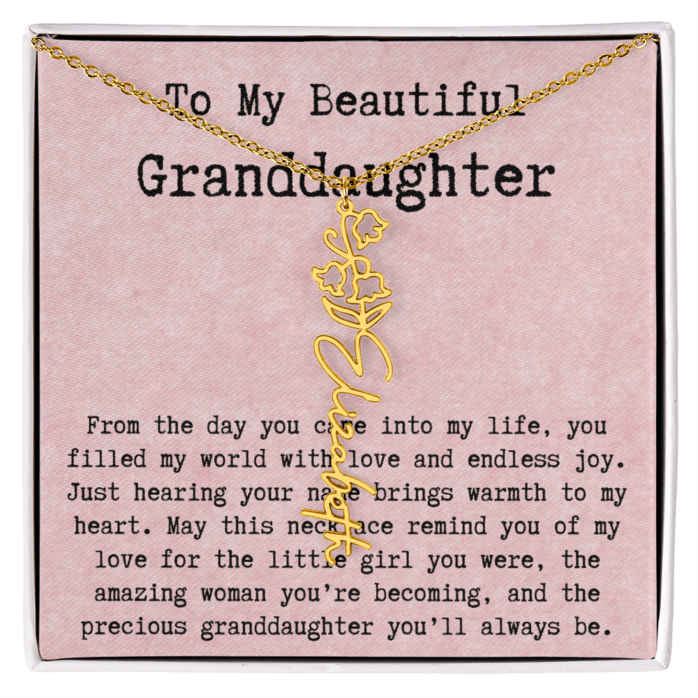Personalized Birthday Gift for Granddaughter – Customized Birth Flower Name Necklace – Unique Jewelry Gift from Grandma for Any Birthday