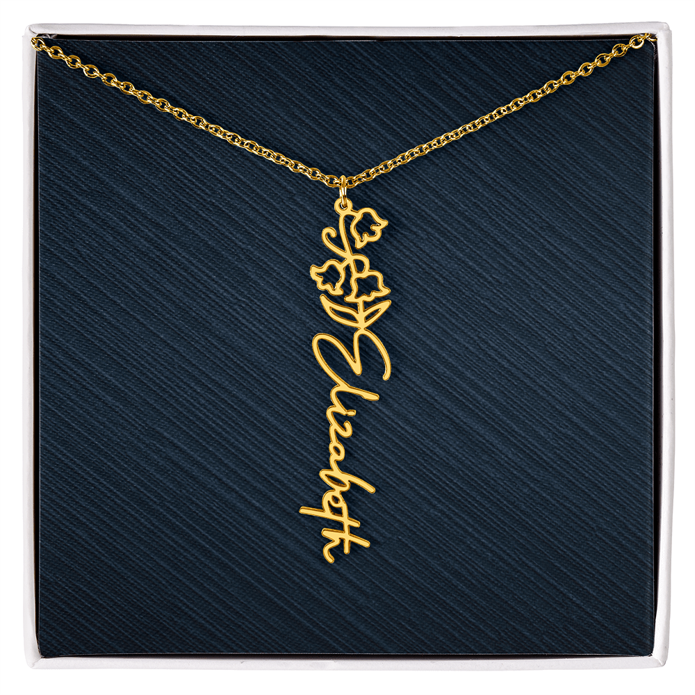 Personalized Birth Flower Name Necklace LUXURY BOX,Famprecious Gifts Birthflower necklace Custom Flower Chain Gift
