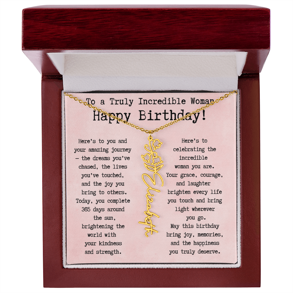Personalized Birthday Gift for Her – Customized Birth Flower Name Necklace – Unique Jewelry Gift from Friend, Family, or Loved One