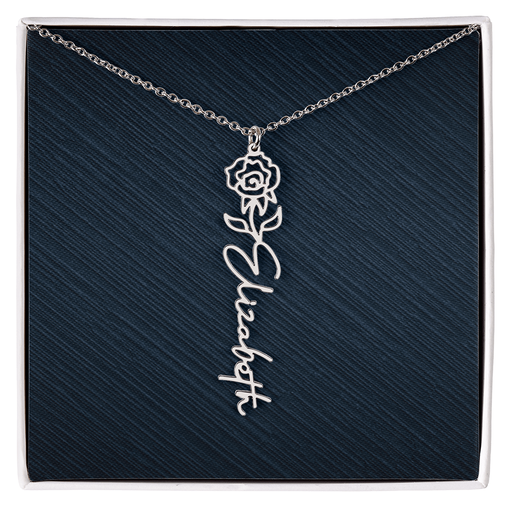 Personalized Birth Flower Name Necklace LUXURY BOX,Famprecious Gifts Birthflower necklace Custom Flower Chain Gift