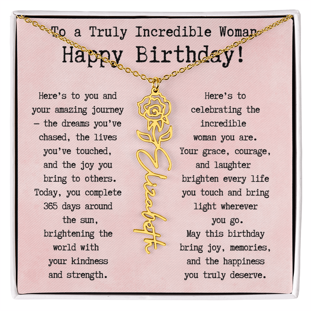 Personalized Birthday Gift for Her – Customized Birth Flower Name Necklace – Unique Jewelry Gift from Friend, Family, or Loved One
