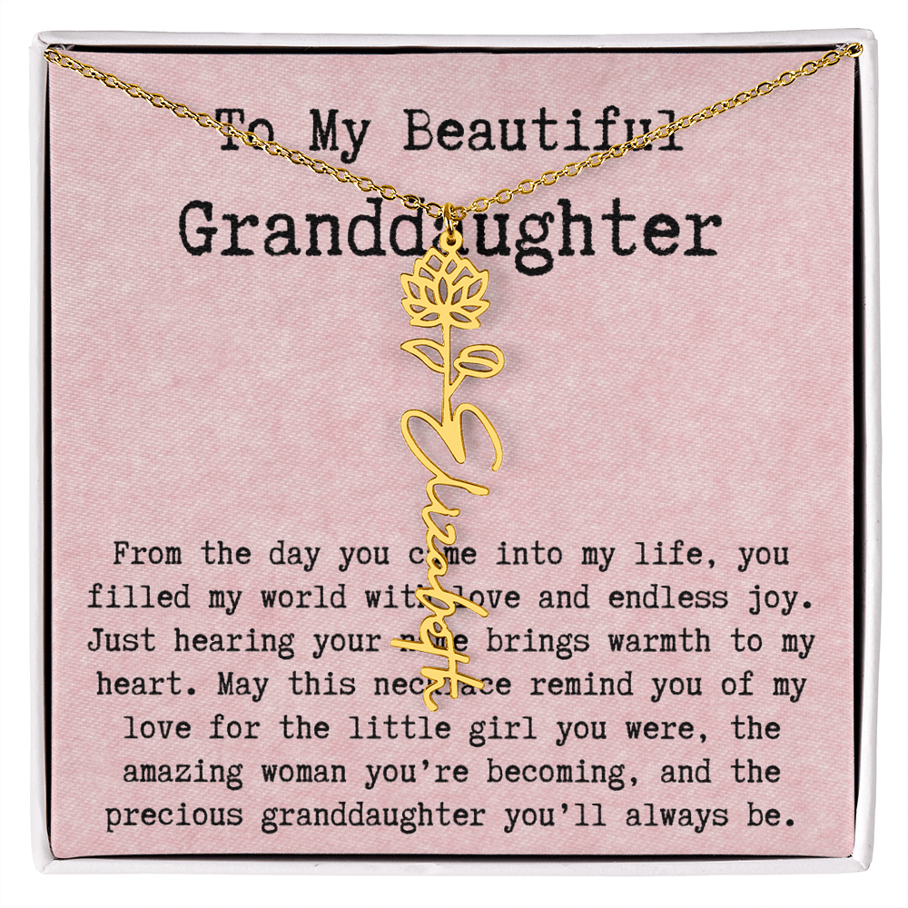 Personalized Birthday Gift for Granddaughter – Customized Birth Flower Name Necklace – Unique Jewelry Gift from Grandma for Any Birthday