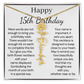 Personalized 15th Birthday Gift for Her – Customized Birth Flower Name Necklace – 15th Birthday Jewelry Gift for Granddaughter, Daughter, or Niece