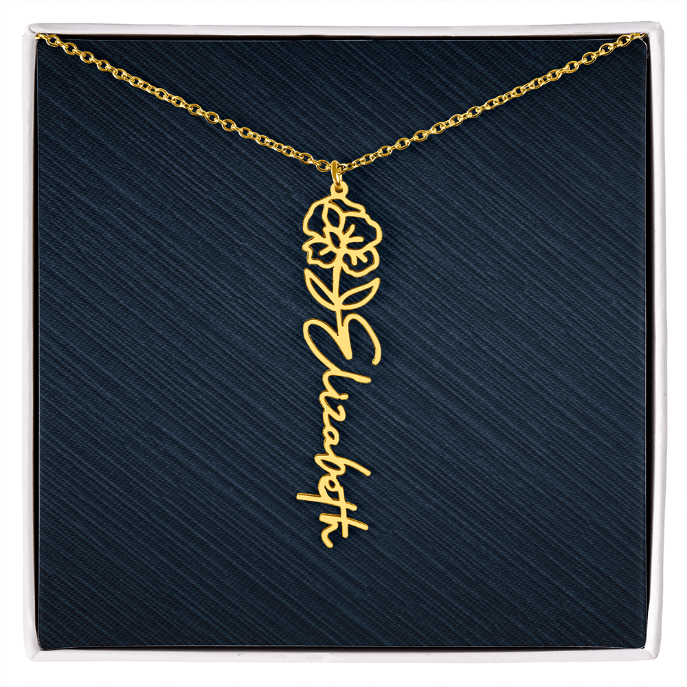 Personalized Birth Flower Name Necklace LUXURY BOX,Famprecious Gifts Birthflower necklace Custom Flower Chain Gift