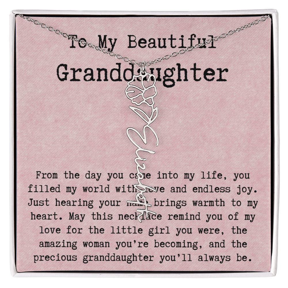 Personalized Birthday Gift for Granddaughter – Customized Birth Flower Name Necklace – Unique Jewelry Gift from Grandma for Any Birthday