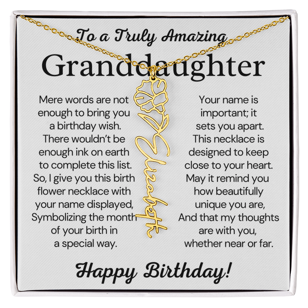 Personalized Birthday Gift for Granddaughter – Customized Birth Flower Name Necklace – Jewelry Gift from Grandma