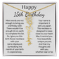 Personalized 15th Birthday Gift for Her – Customized Birth Flower Name Necklace – 15th Birthday Jewelry Gift for Granddaughter, Daughter, or Niece