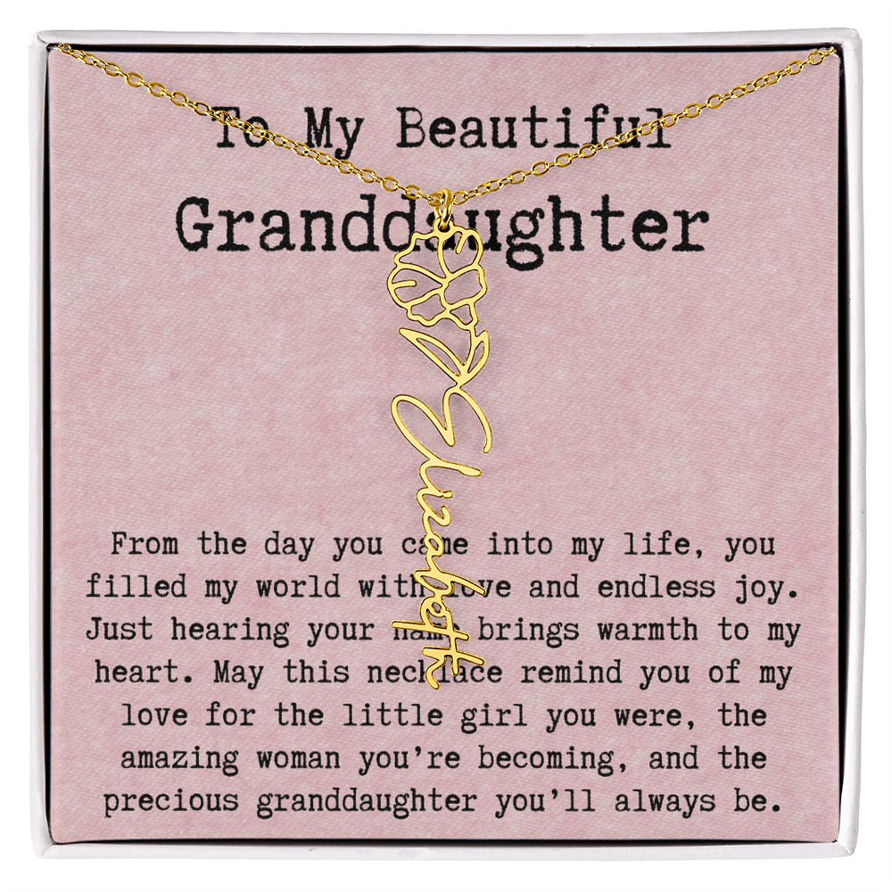 Personalized Birthday Gift for Granddaughter – Customized Birth Flower Name Necklace – Unique Jewelry Gift from Grandma for Any Birthday