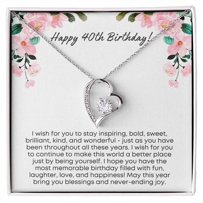 40th Birthday Gift for Women | Forever Love Necklace with Thoughtful Card | Unique Jewelry Gift for Her 40th Birthday