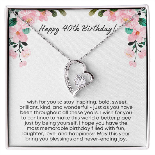 40th Birthday Gift for Women | Forever Love Necklace with Thoughtful Card | Unique Jewelry Gift for Her 40th Birthday