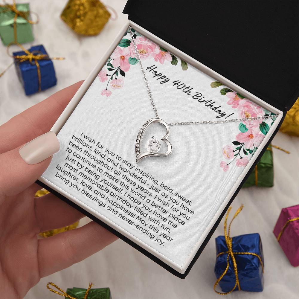 40th Birthday Gift for Women | Forever Love Necklace with Thoughtful Card | Unique Jewelry Gift for Her 40th Birthday