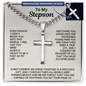 Engraved Cross Necklace for Stepson with Cuban Link Chain