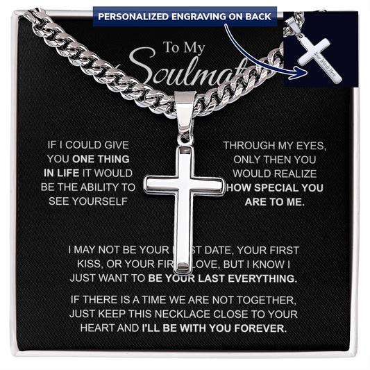 Personalized Cross with Adjustable  Cuban Link Chain.for Soulmate