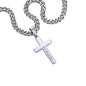 Engraved Cross Necklace for Bonus Son with Cuban Link Chain