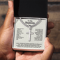 Engraved Cross Necklace for Stepson with Cuban Link Chain
