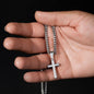 Engraved Cross Necklace for Bonus Son with Cuban Link Chain