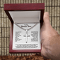 Engraved Cross Necklace for Bonus Son with Cuban Link Chain