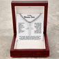 Engraved Cross Necklace for Bonus Son with Cuban Link Chain