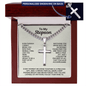 Engraved Cross Necklace for Stepson with Cuban Link Chain