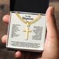 Engraved Cross Necklace for Stepson with Cuban Link Chain