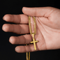 Engraved Cross Necklace for Bonus Son with Cuban Link Chain