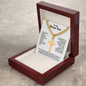 Engraved Cross Necklace for Bonus Son with Cuban Link Chain