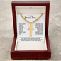 Engraved Cross Necklace for Bonus Son with Cuban Link Chain