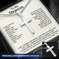 Engraved Cross Necklace for Stepson with Stylish Snake Chain