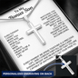 Engraved Cross Necklace for Bonus Son with Stylish Snake Chain