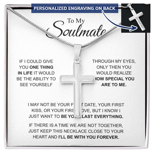 Personalized Cross Necklace for Soulmate with Adjustable Snake Chain