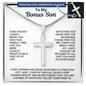 Engraved Cross Necklace for Bonus Son with Stylish Snake Chain