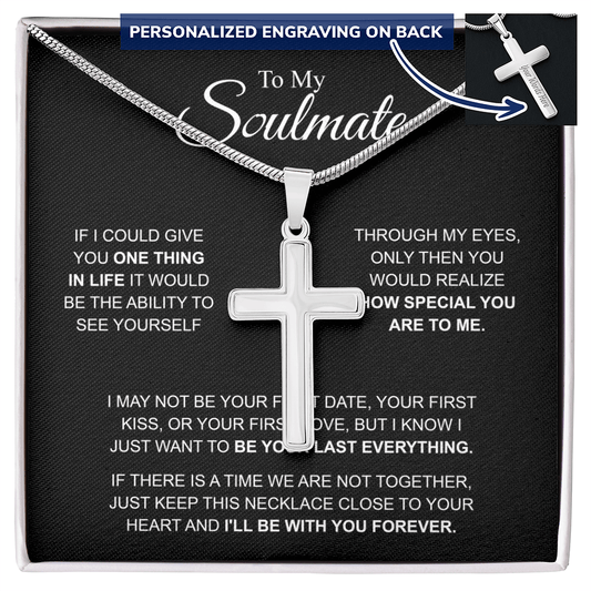 Personalized Cross Necklace for Soulmate  with Adjustable Snake Chain