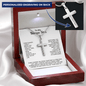 Engraved Cross Necklace for Bonus Son with Stylish Snake Chain