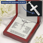 Engraved Cross Necklace for Stepson with Stylish Snake Chain