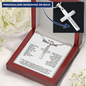 Engraved Cross Necklace for Bonus Son with Stylish Snake Chain