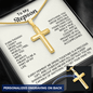 Engraved Cross Necklace for Stepson with Stylish Snake Chain