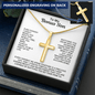 Engraved Cross Necklace for Bonus Son with Stylish Snake Chain