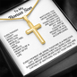Engraved Cross Necklace for Bonus Son with Stylish Snake Chain