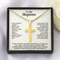 Engraved Cross Necklace for Stepson with Stylish Snake Chain