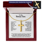 Engraved Cross Necklace for Bonus Son with Stylish Snake Chain