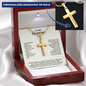Engraved Cross Necklace for Stepson with Stylish Snake Chain
